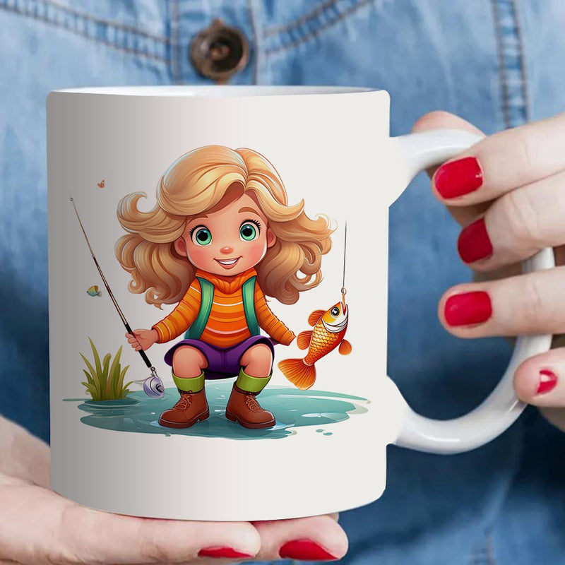Tailorly White Ceramic 11 oz Mug - cute girl