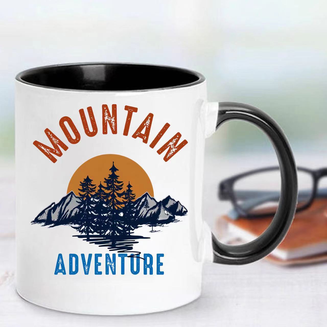 Tailorly Black Accent 11 oz Mug - ceramic coffee mug 11oz insulated reusable cup for hot and cold beverages multipurpose hand wash