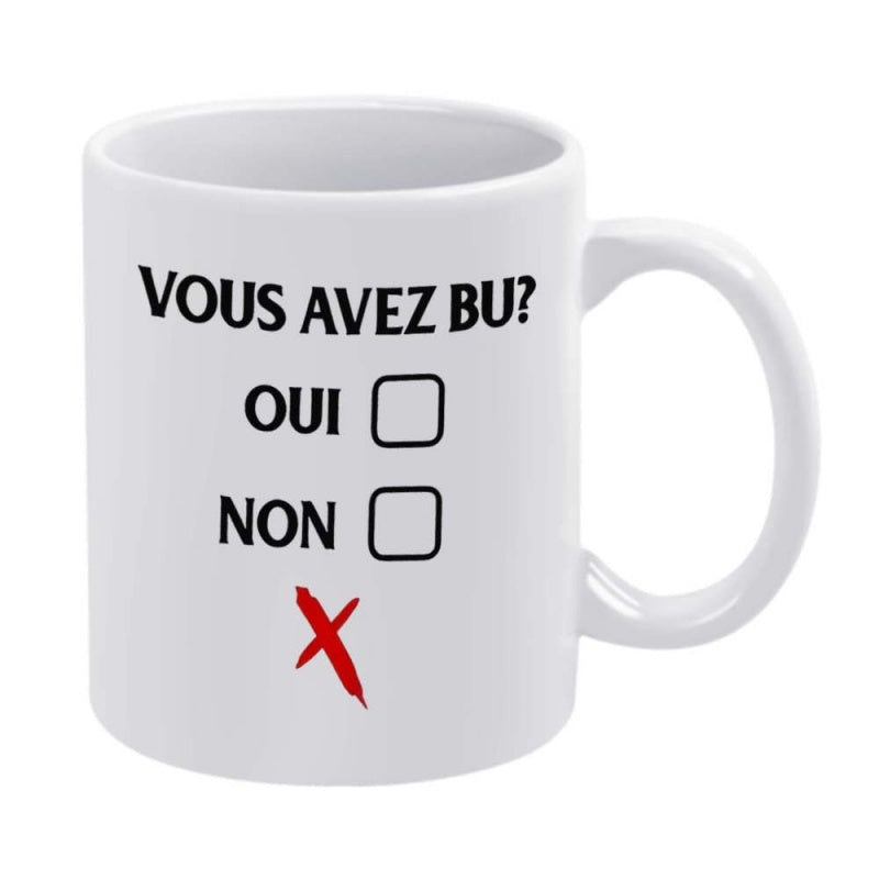 Tailorly White Ceramic 11 oz Mug - checkboxes french text