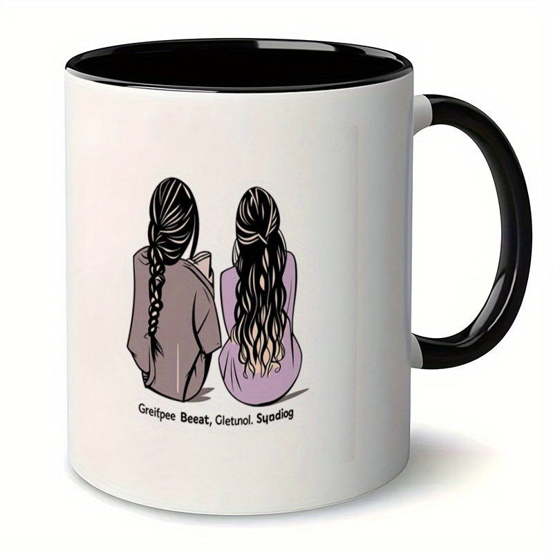 Tailorly Black Accent 11 oz Mug - humorous coffee cup with long handle