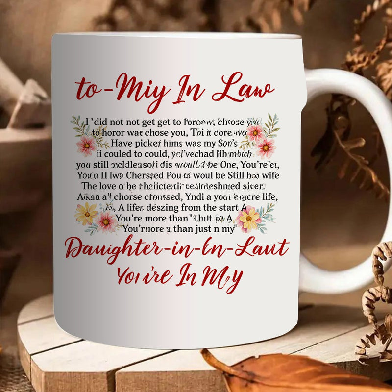 Tailorly White Ceramic 11 oz Mug - loving message and floral patterns