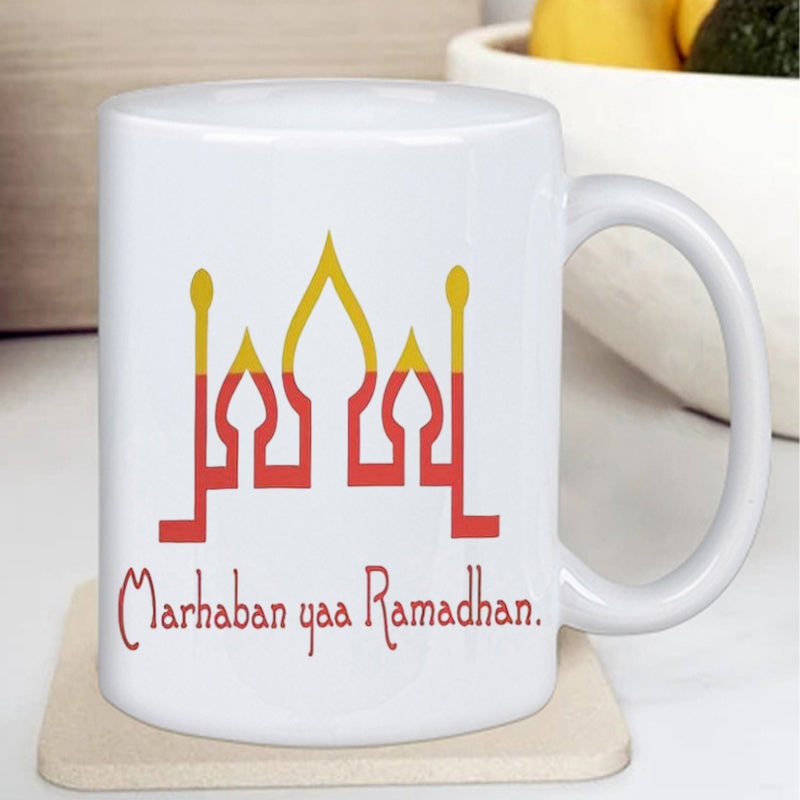 Tailorly White Ceramic 11 oz Mug - islamic ramadan design with arabic script
