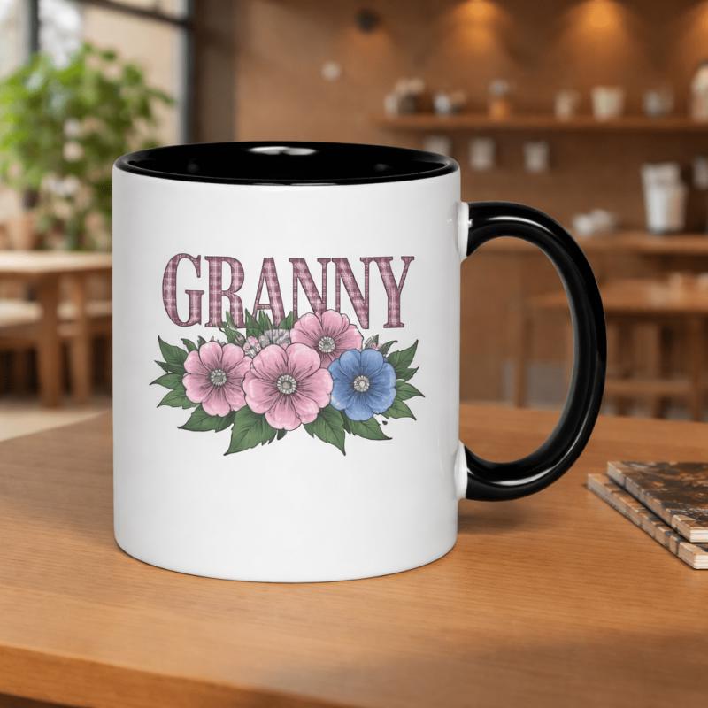 Tailorly Black Accent 11 oz Mug - gift for grandma this 11oz printed ceramic mug features a or coworkers ideal for it showcases a profile and