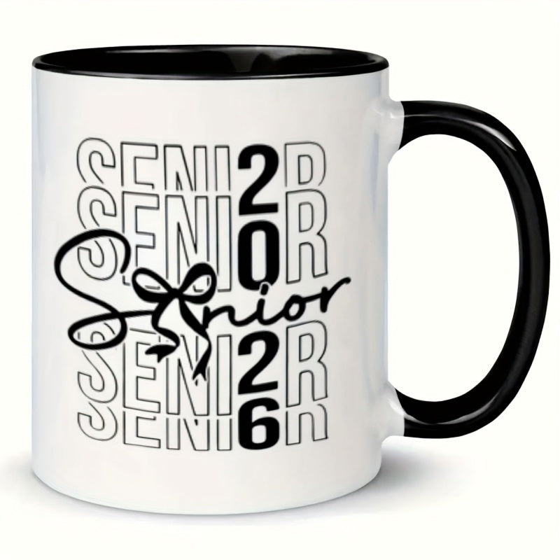 Tailorly Black Accent 11 oz Mug - graduation cap with senior text