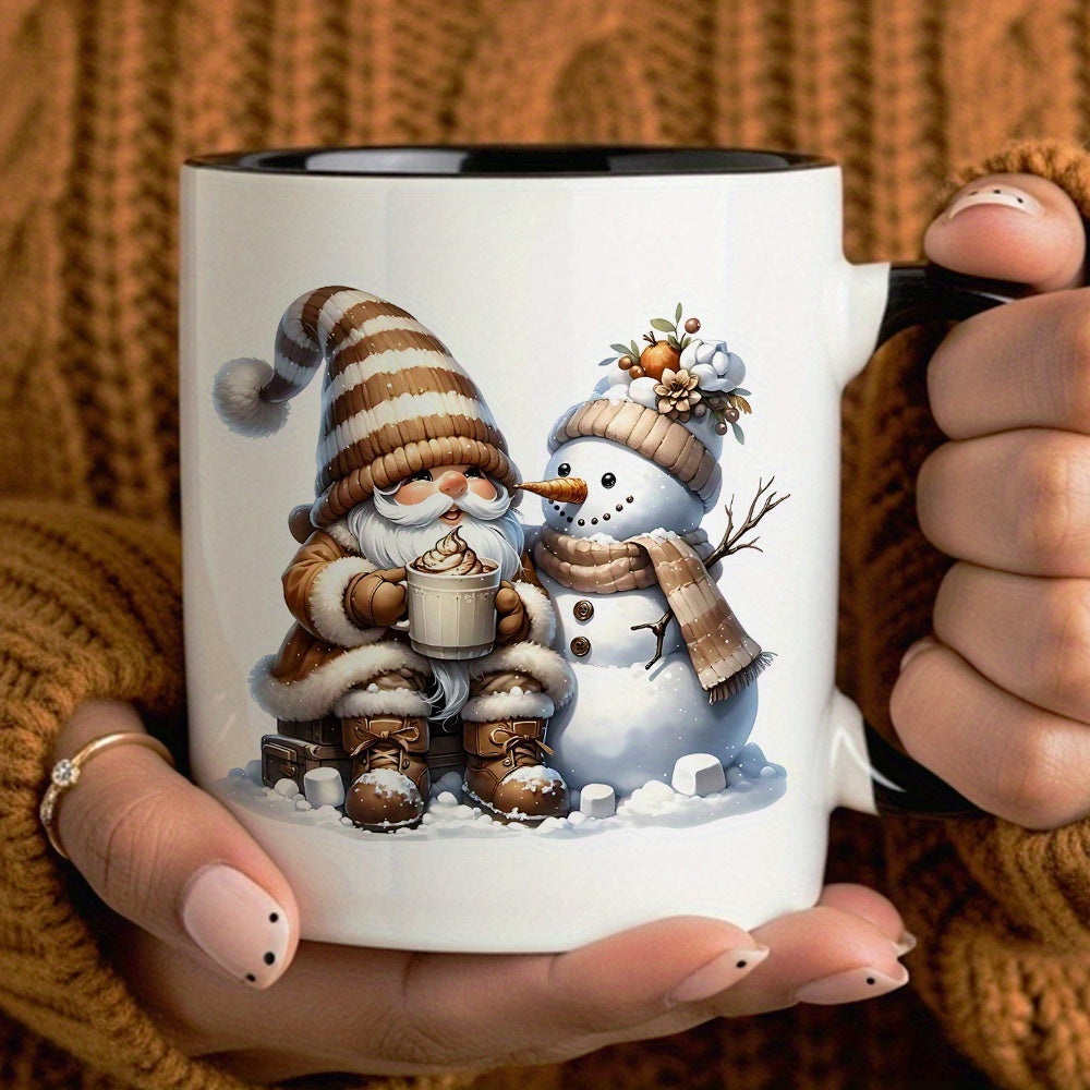 Tailorly Black Accent 11 oz Mug - christmas gnome snowman festive winter xmas holiday