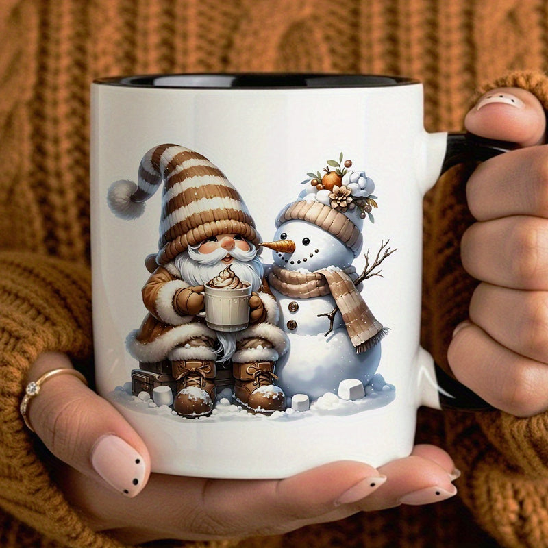 Tailorly Black Accent 11 oz Mug - christmas gnome snowman festive winter xmas holiday