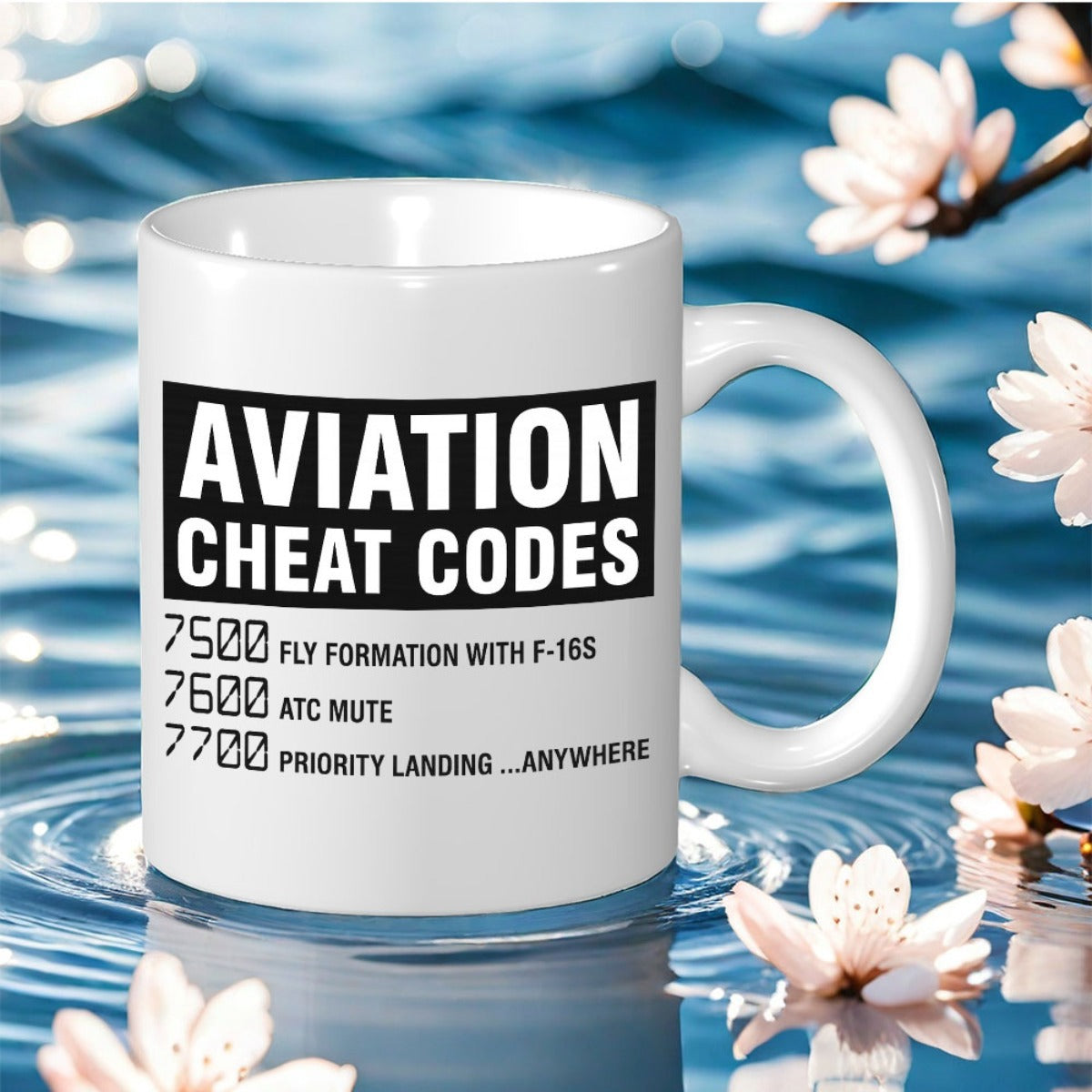 Tailorly White Ceramic 11 oz Mug - aviation codes print