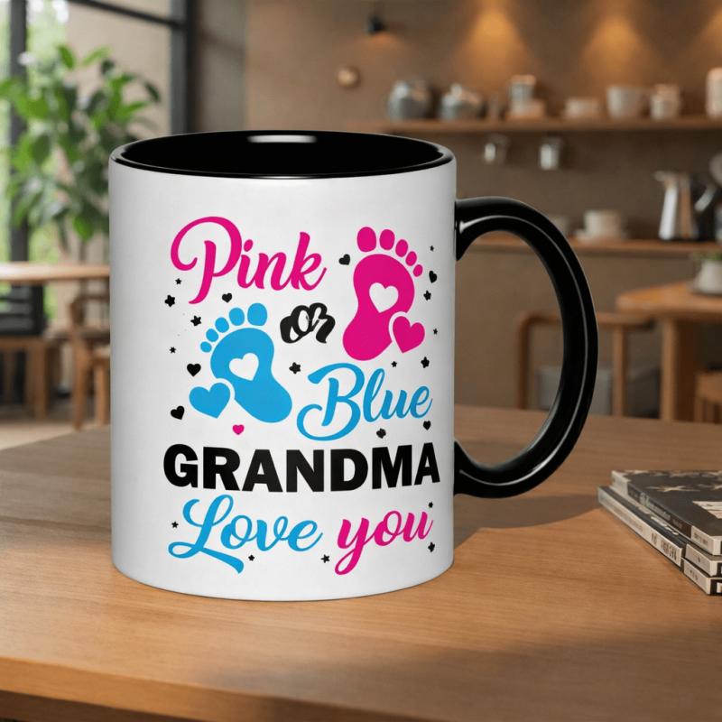 Tailorly Black Accent 11 oz Mug - baby feet announcement graphic