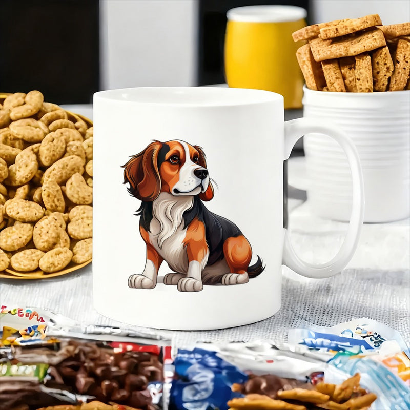 Tailorly White Ceramic 11 oz Mug - cute beagle dog