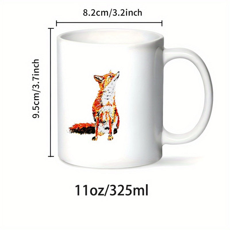 Tailorly White Ceramic 11 oz Mug - fox shape