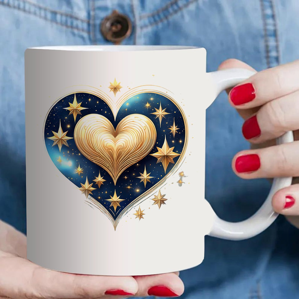 Tailorly White Ceramic 11 oz Mug - starry night design