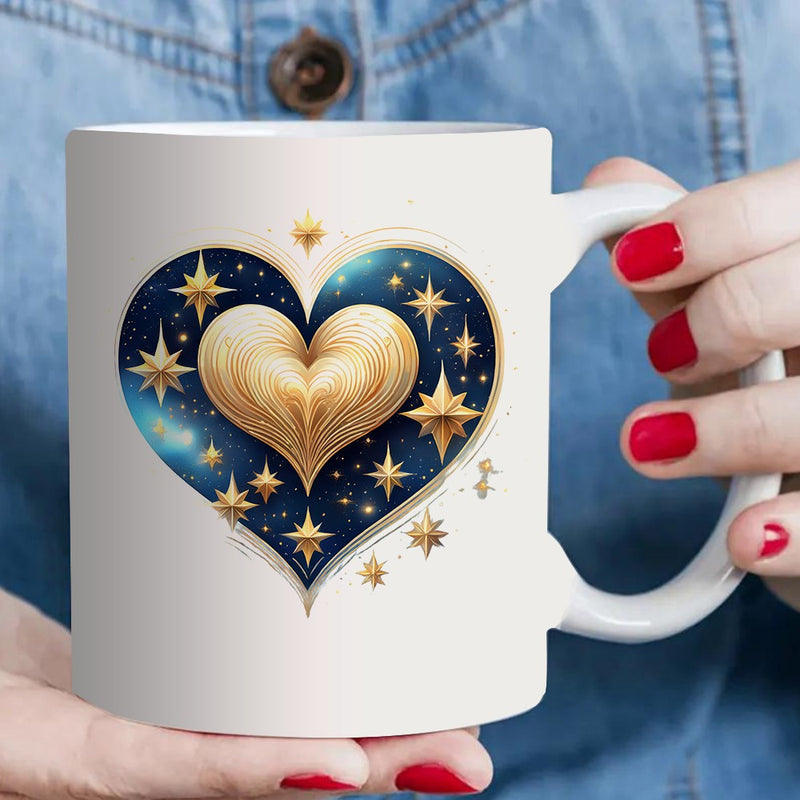 Tailorly White Ceramic 11 oz Mug - starry night design