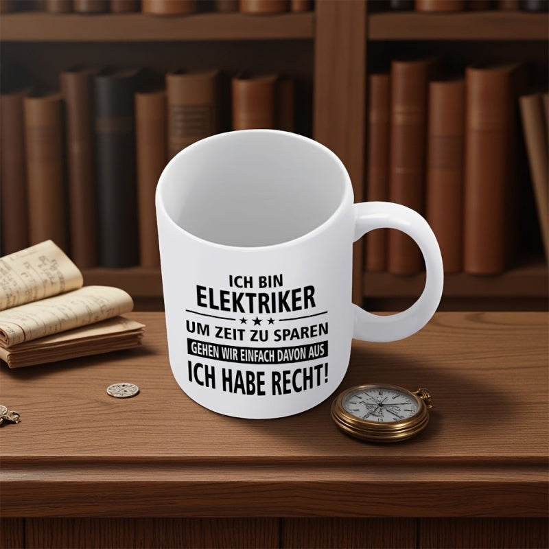 Tailorly White Ceramic 11 oz Mug - cake theme funny electrician themed text