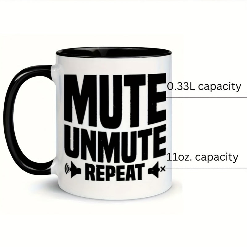 Tailorly Black Accent 11 oz Mug - mute repeat funny text