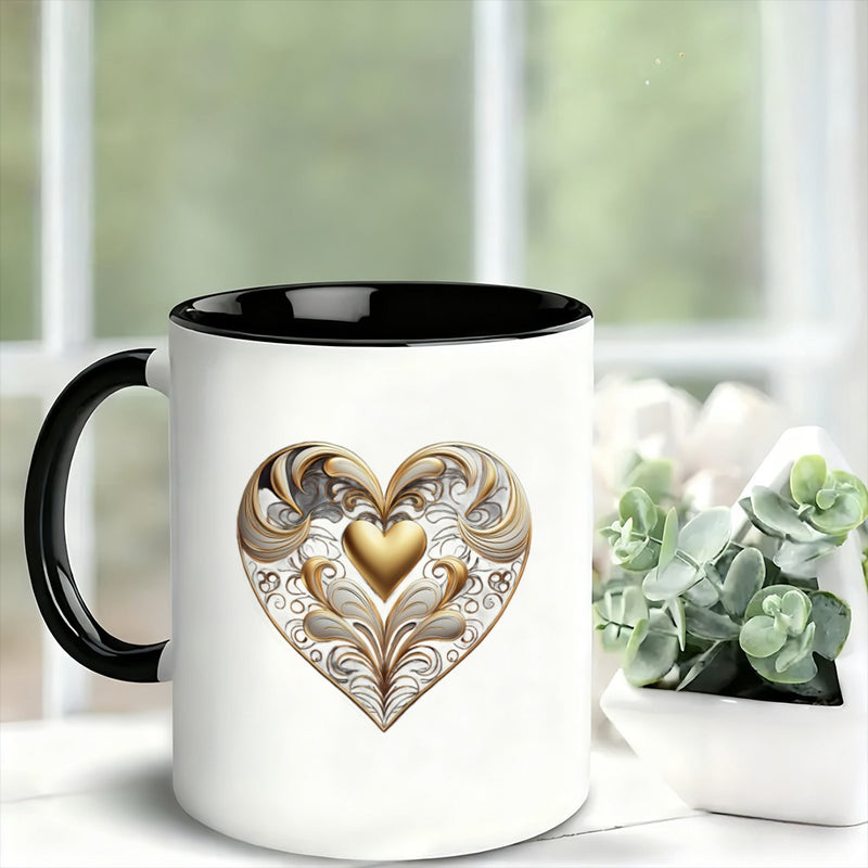 Tailorly Black Accent 11 oz Mug - an elegant and a golden decorative pattern