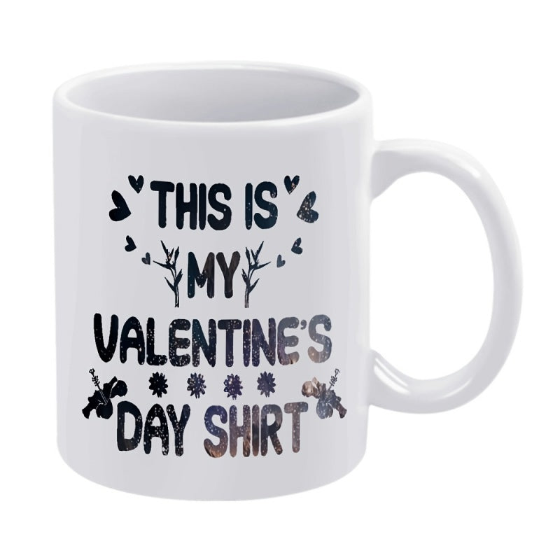 Tailorly White Ceramic 11 oz Mug - hearts cupid trees