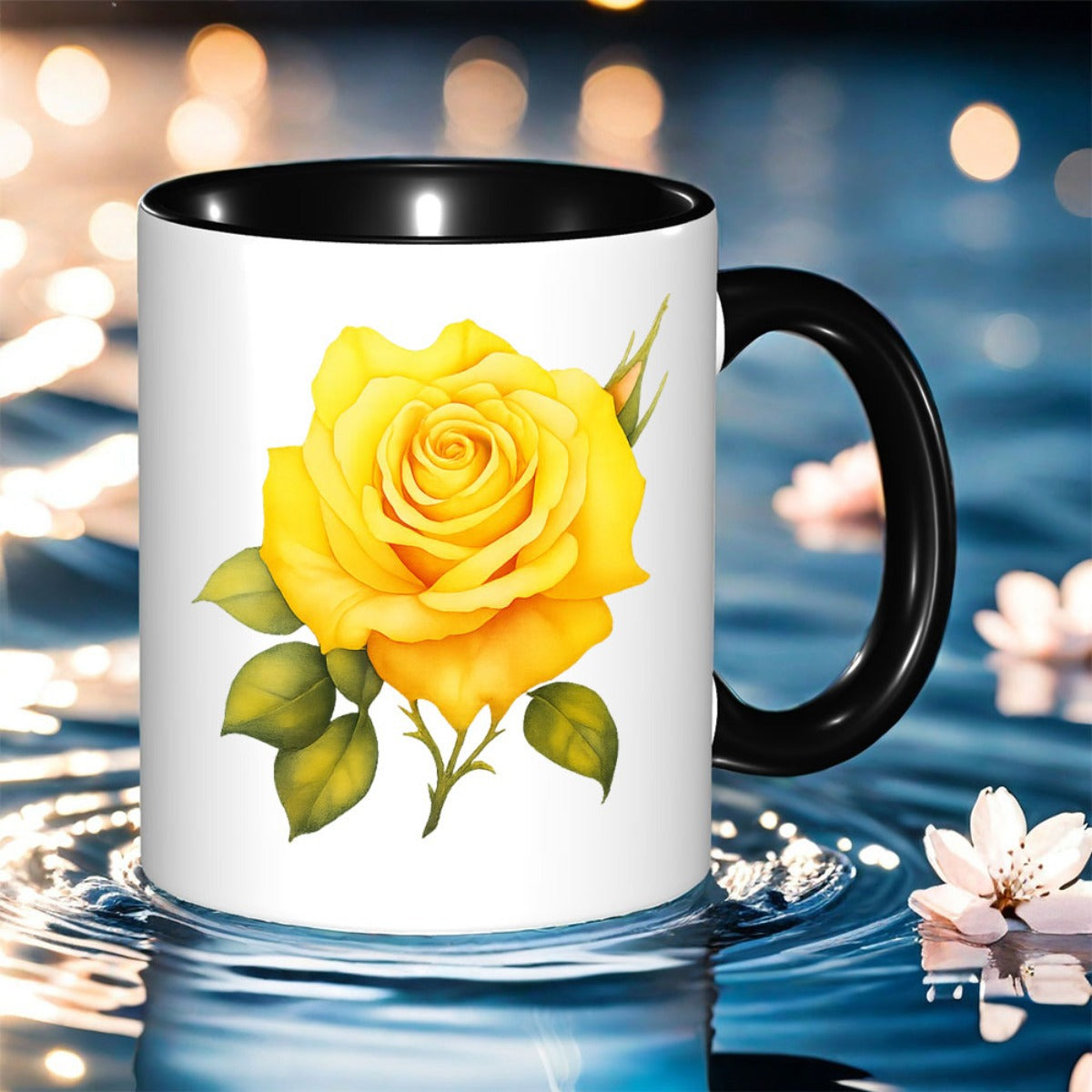 Tailorly Black Accent 11 oz Mug - green leaf