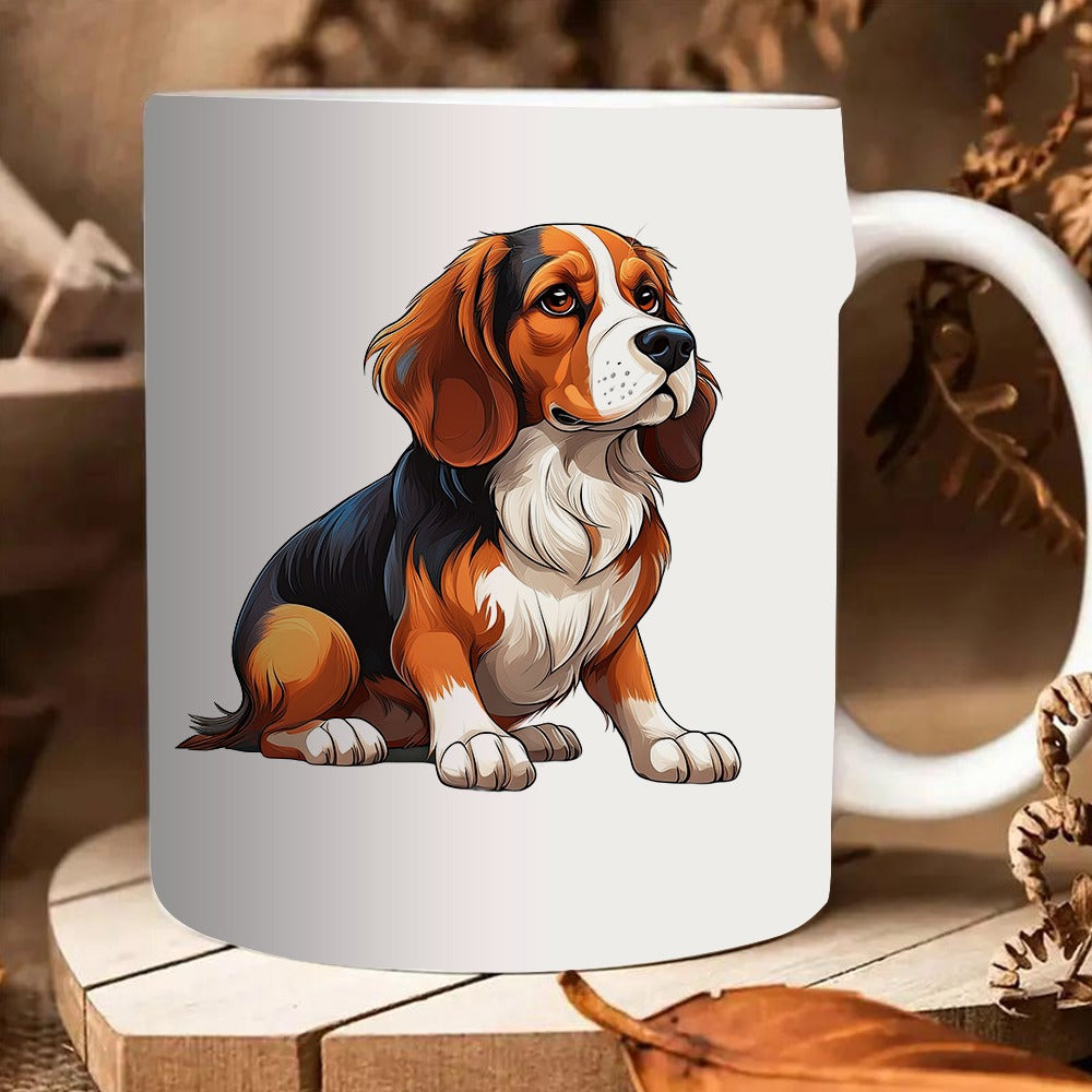 Tailorly White Ceramic 11 oz Mug - cute beagle