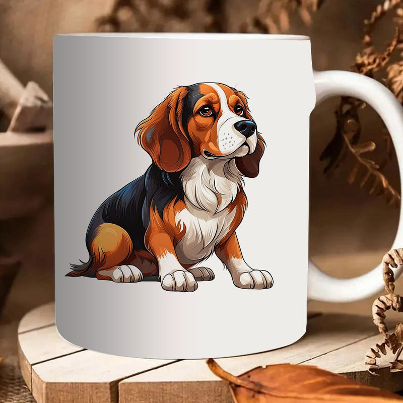 Tailorly White Ceramic 11 oz Mug - cute beagle