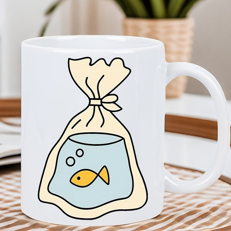 Tailorly White Ceramic 11 oz Mug - 1pc an 11oz humorous mug designed to a touch of to your home this chic fishbowl mug is perfect for made of