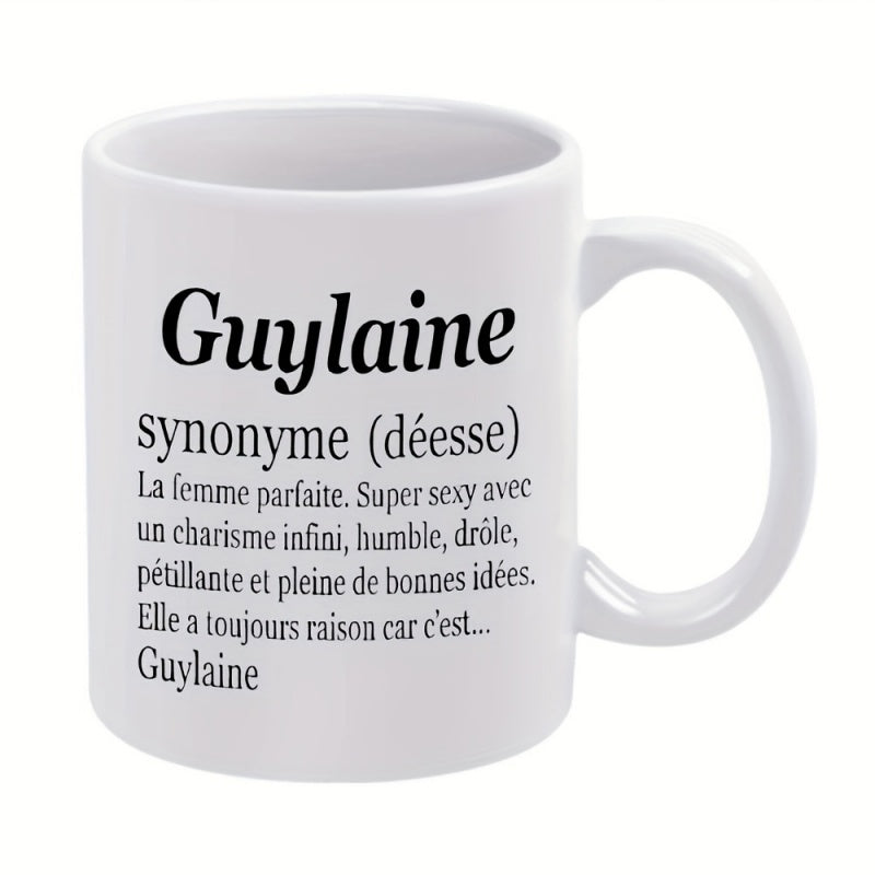 Tailorly White Ceramic 11 oz Mug - funny french dictionary themed guyliane name french text guyliane definition
