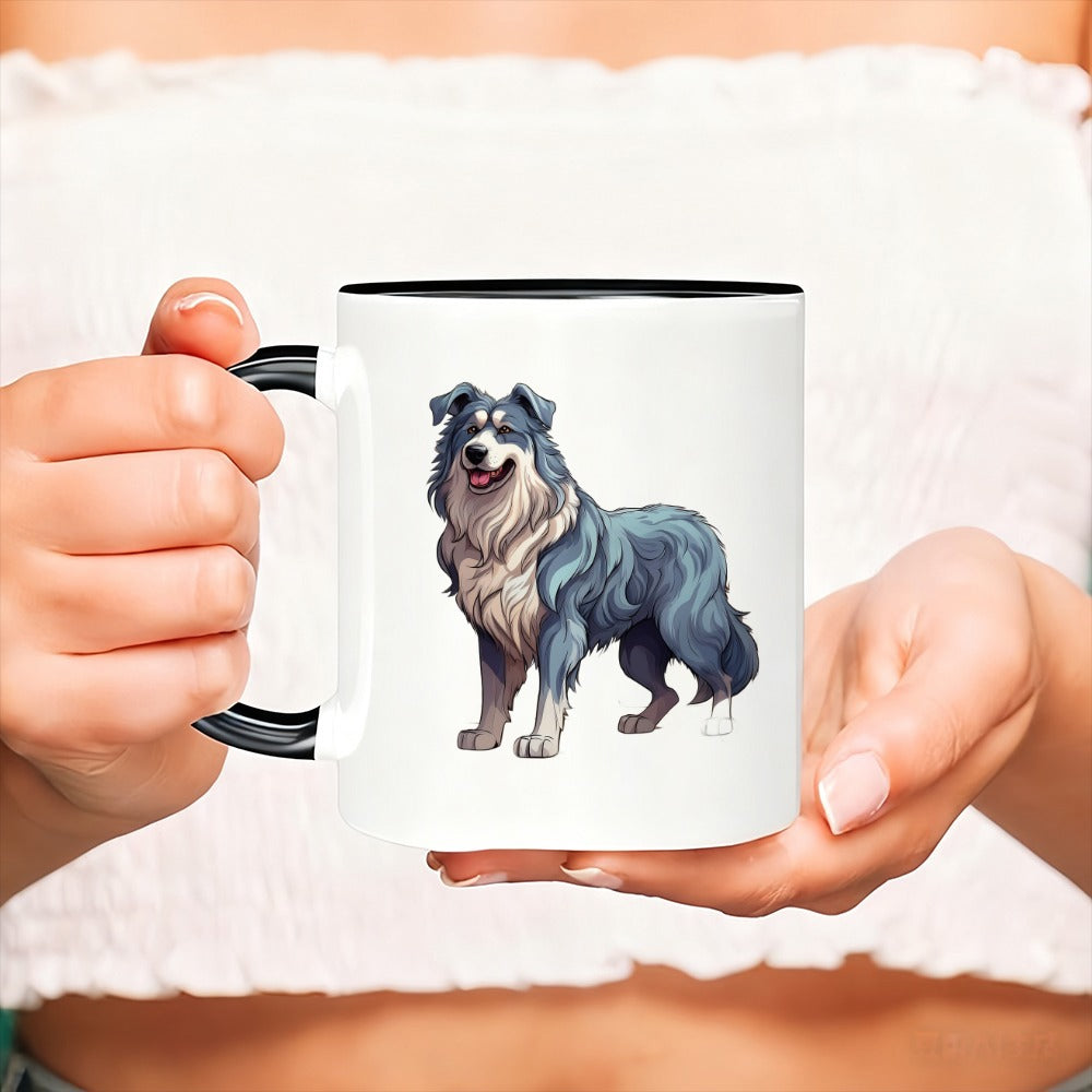 Tailorly Black Accent 11 oz Mug - blue collie