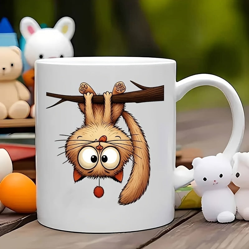 Tailorly White Ceramic 11 oz Mug - cute tabby with big eyes and paws