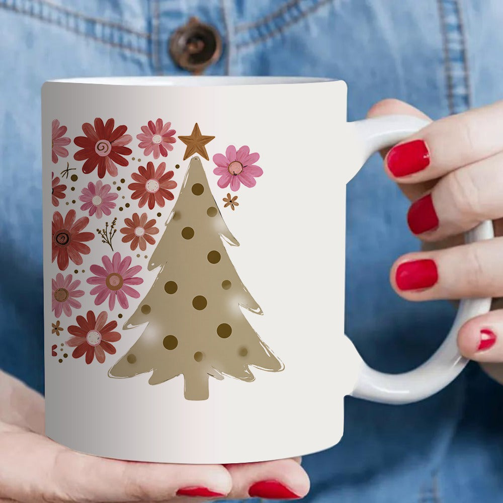 Tailorly White Ceramic 11 oz Mug - christmas tree