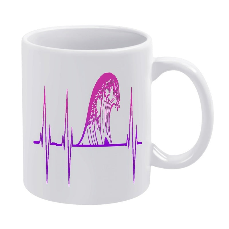 Tailorly White Ceramic 11 oz Mug - wave heartbeat