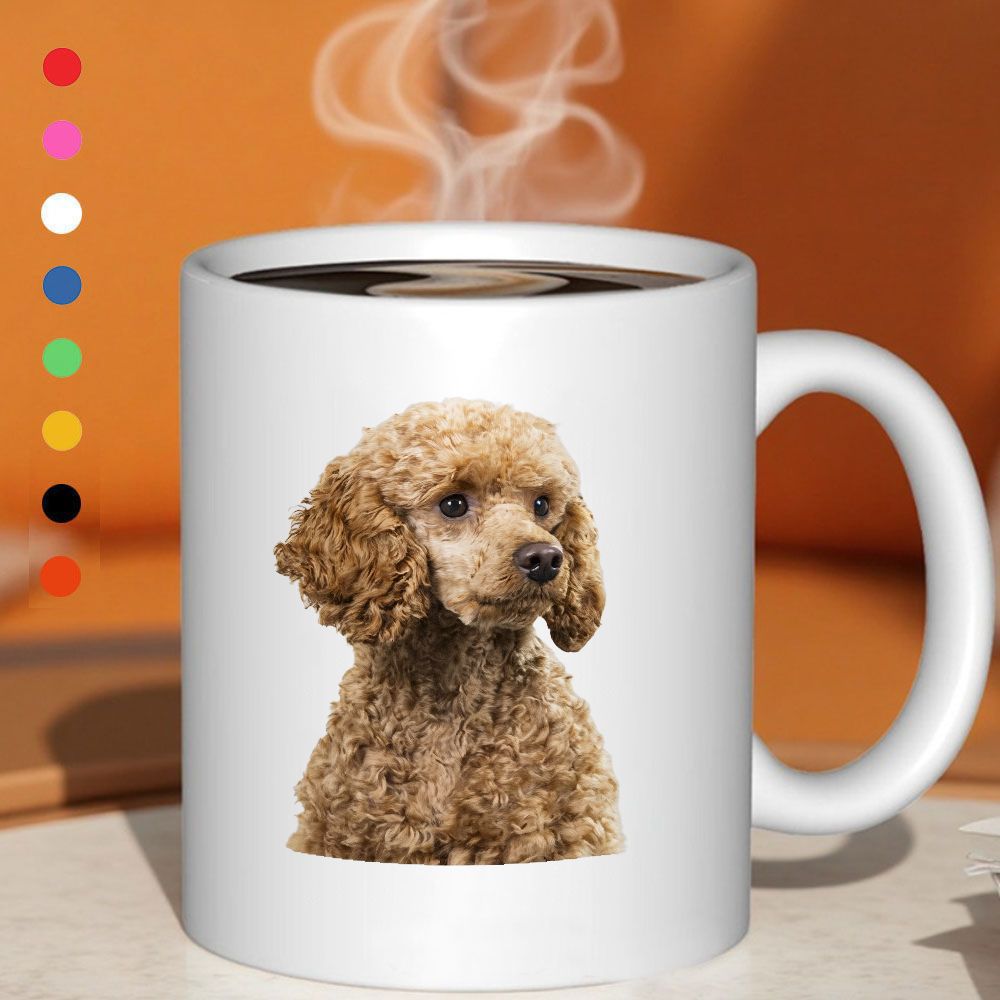 Tailorly White Ceramic 11 oz Mug - brown poodle