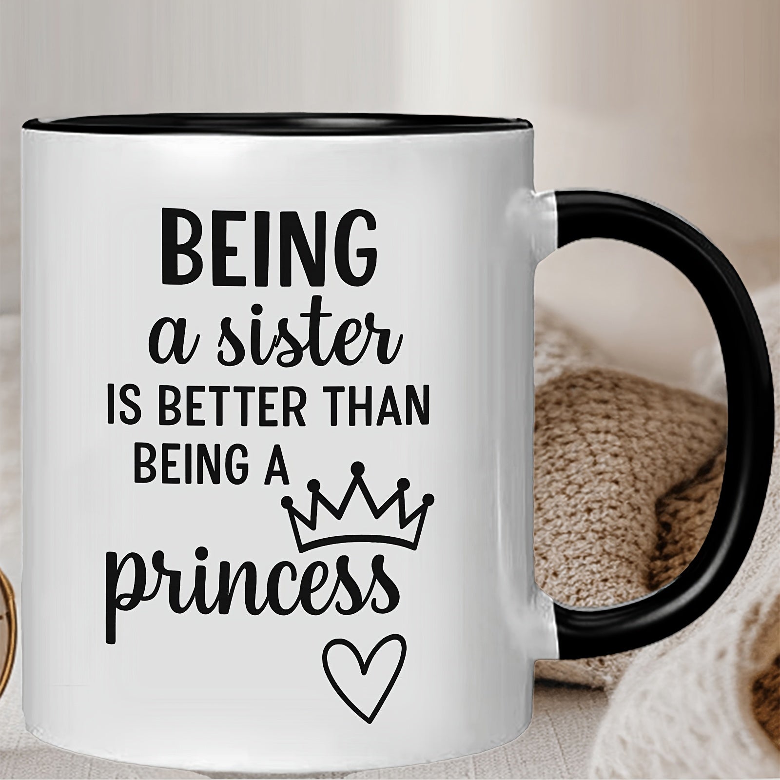 Tailorly Black Accent 11 oz Mug - being a sister is better than being a coffee cup with graphic dishwasher safe cup for sisters birthday
