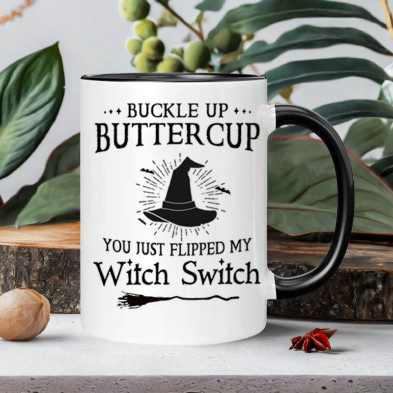 Tailorly Black Accent 11 oz Mug - your seat belt my was pushed design
