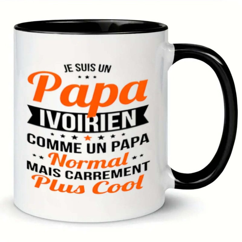 Tailorly Black Accent 11 oz Mug - french text "un papa ivoirien"