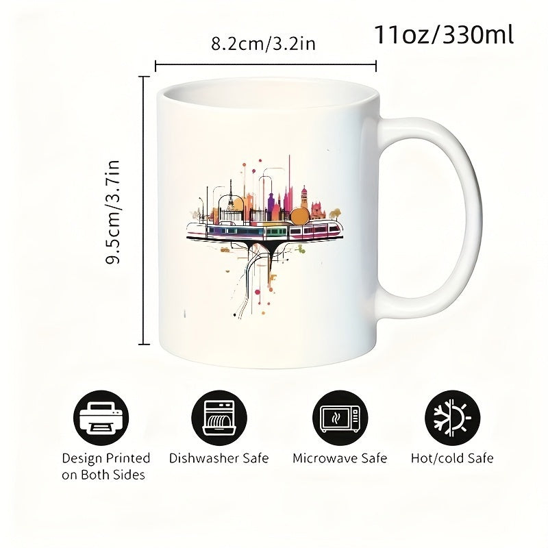 Tailorly White Ceramic 11 oz Mug - cityscape