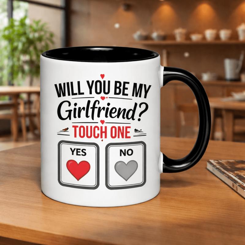 Tailorly Black Accent 11 oz Mug - be my girlfriend