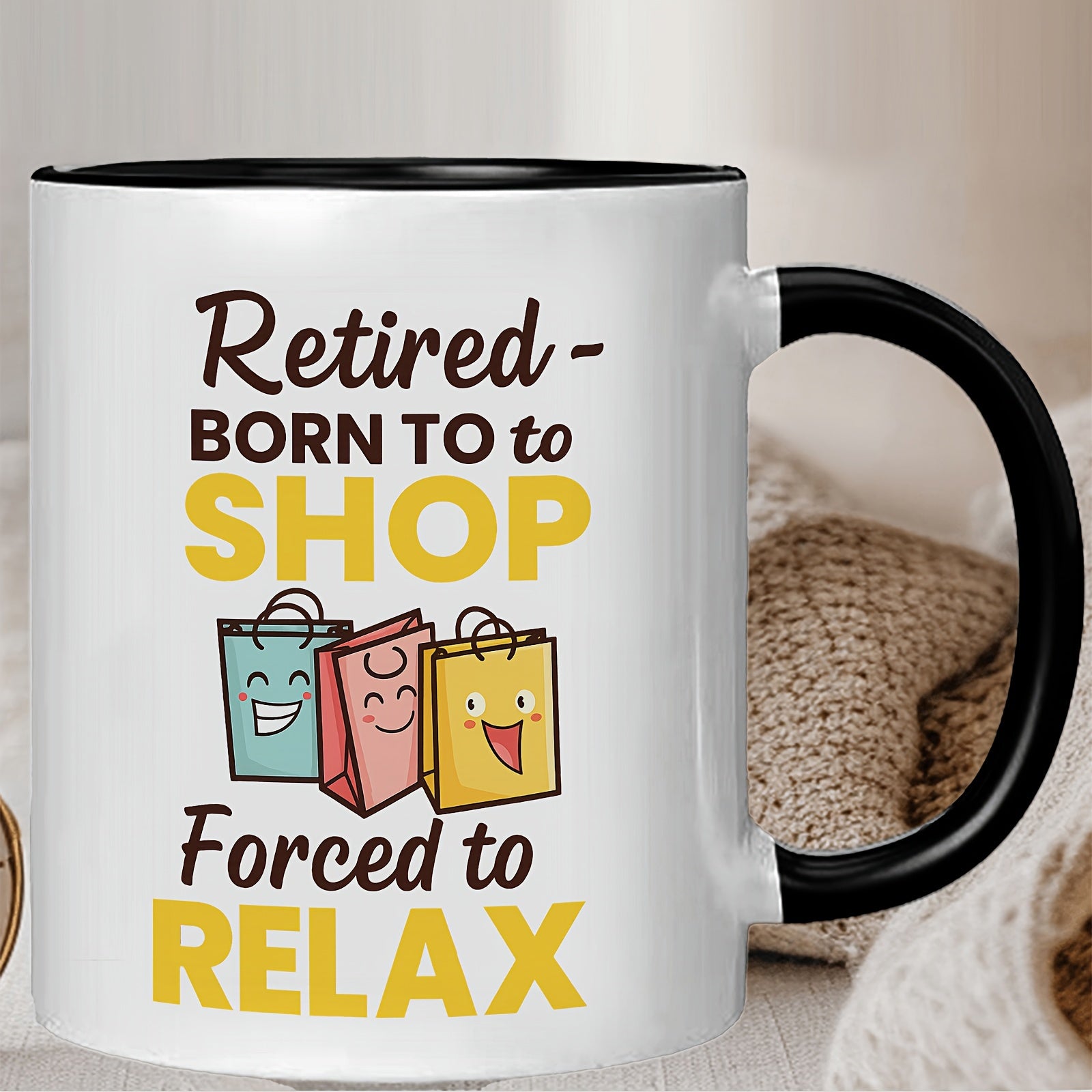 Tailorly Black Accent 11 oz Mug - shopping bags graphic