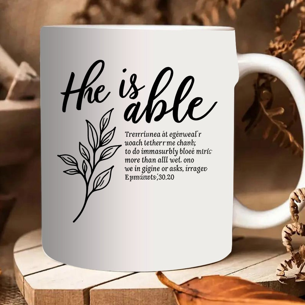 Tailorly White Ceramic 11 oz Mug - inspirational quote with elegant leaf design