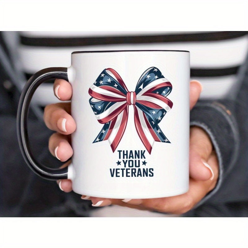 Tailorly Black Accent 11 oz Mug - american flag bow stars and stripes