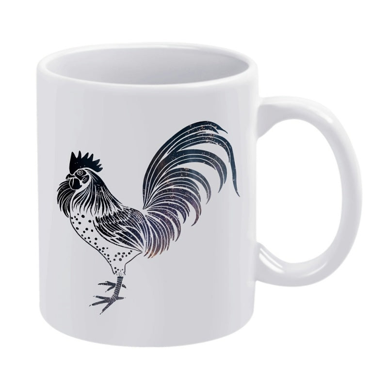 Tailorly White Ceramic 11 oz Mug - rooster silhouette