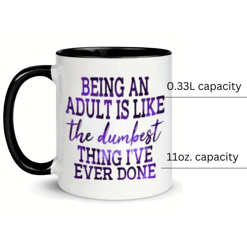 Tailorly Black Accent 11 oz Mug - text design purple and white