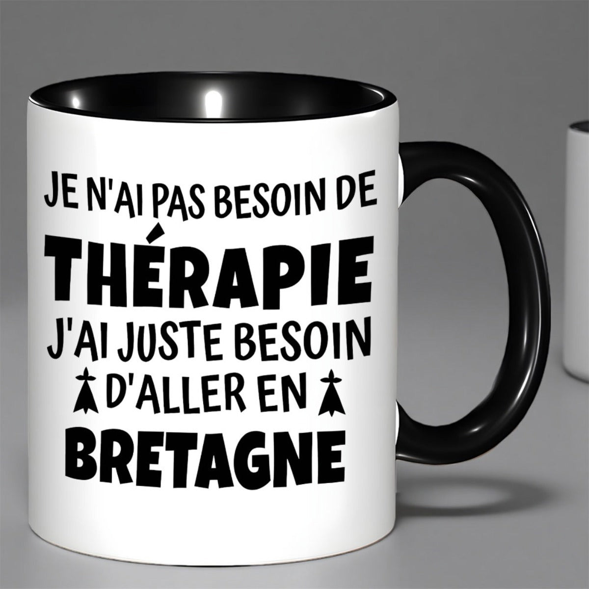 Tailorly Black Accent 11 oz Mug - je nai pas besoin de thrapie jai