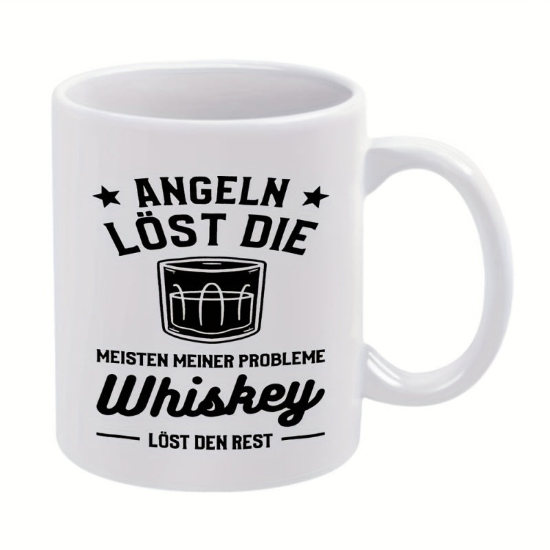 Tailorly White Ceramic 11 oz Mug - whiskey glass text