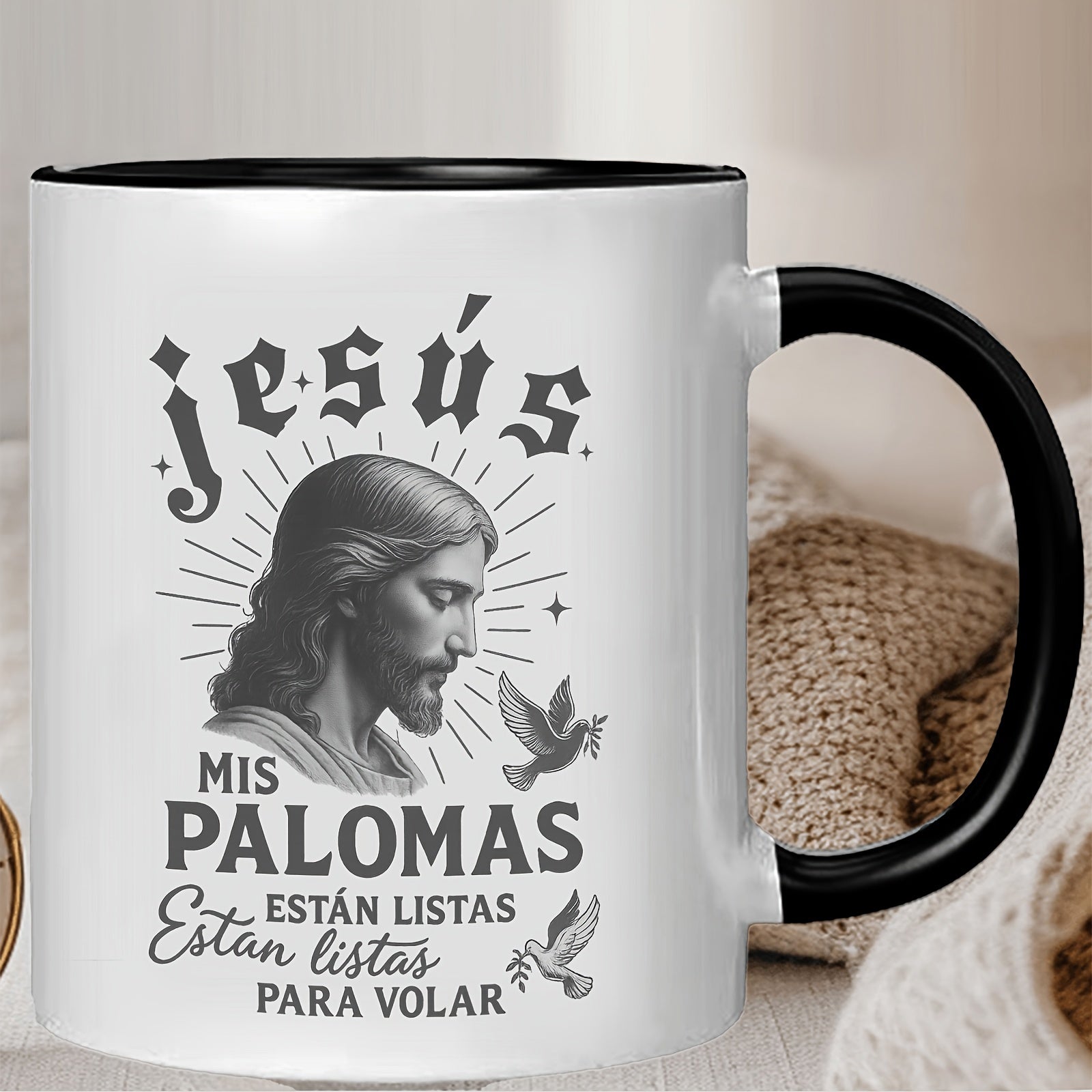 Tailorly Black Accent 11 oz Mug - religious art with black elements related to christian faith