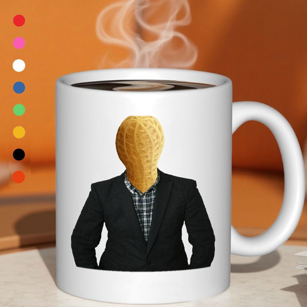 Tailorly White Ceramic 11 oz Mug - anthropomorphic figure with whimsical printed design