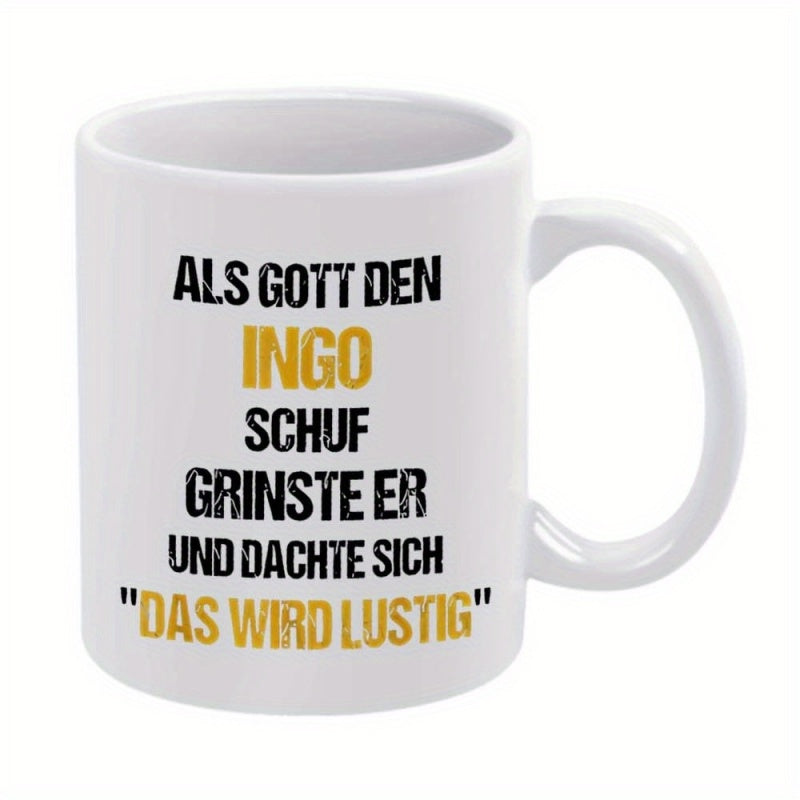 Tailorly White Ceramic 11 oz Mug - text german funny