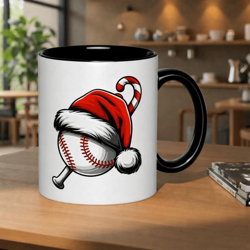 Tailorly Black Accent 11 oz Mug - candy cane festive holiday