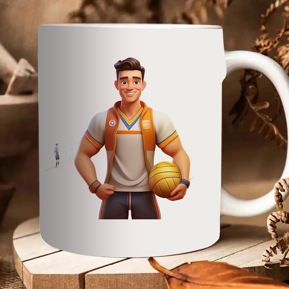 Tailorly White Ceramic 11 oz Mug - vibrant sports design