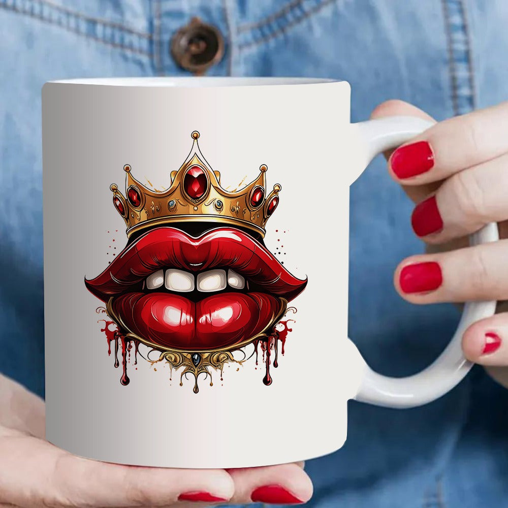 Tailorly White Ceramic 11 oz Mug - lips