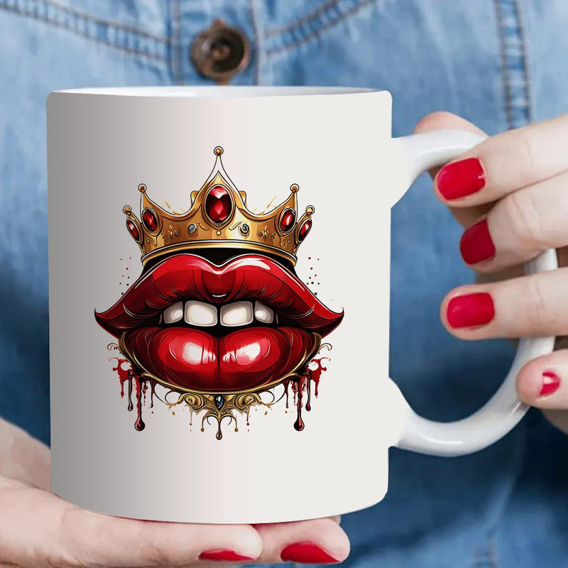Tailorly White Ceramic 11 oz Mug - lips