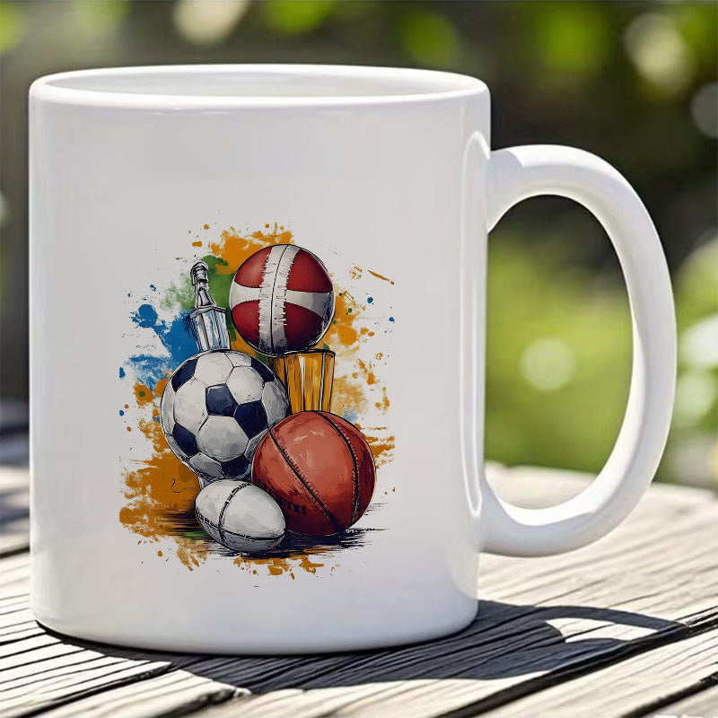 Tailorly White Ceramic 11 oz Mug - football themed